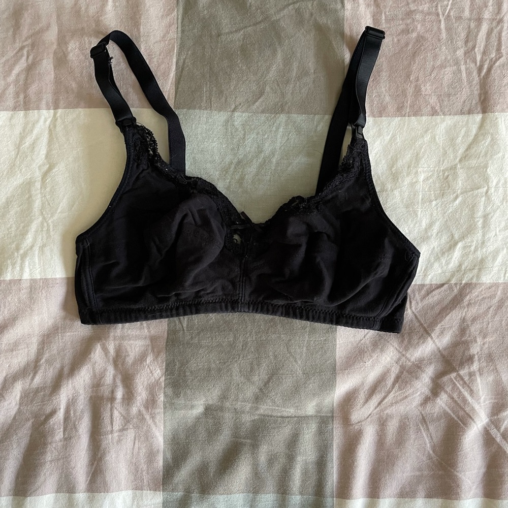 Black lacy unbranded nursing bra